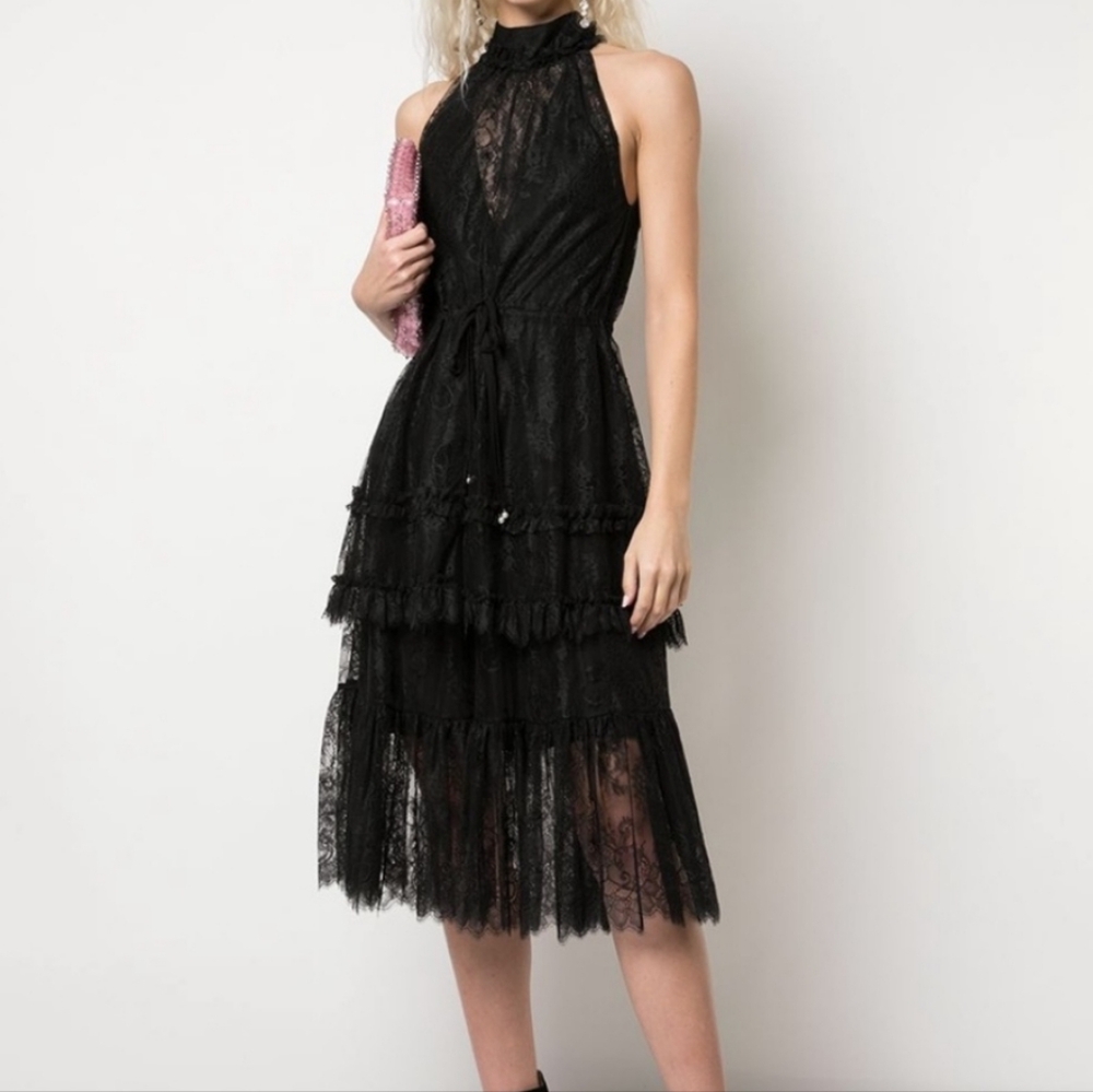 Alexis Magdalina silk black lace dress